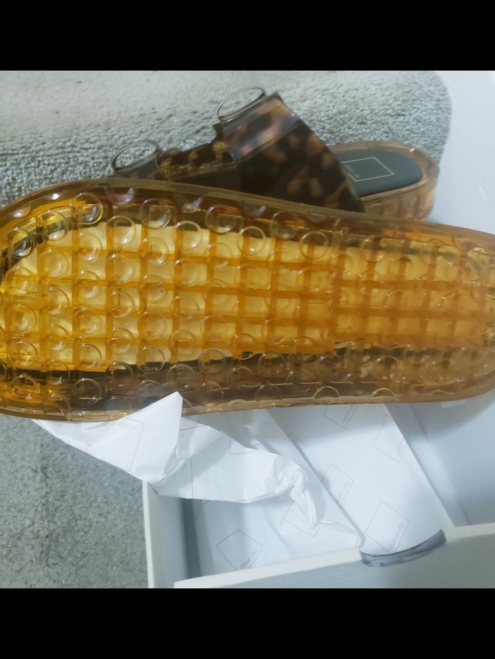 Dolce Vita Tortoiseshell Double-Buckle Slide Sandals - Brown/Amber - Picture 3 of 5